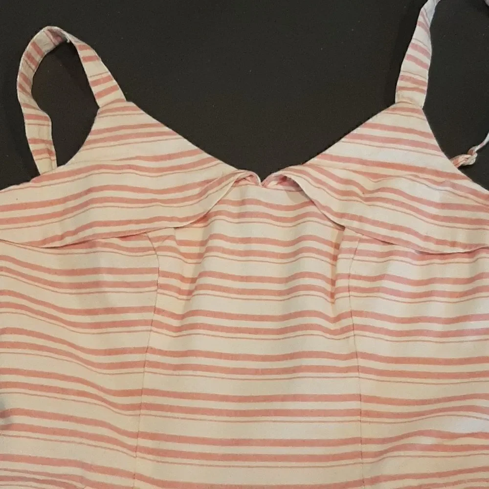 Jun & Ivy Pink and White Striped Lined Cotton Dress